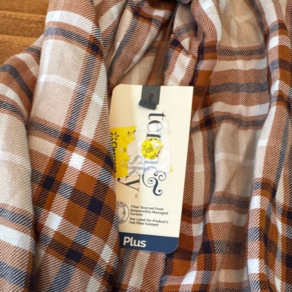 Terra & Sky Brown Plaid Button Down Shirt women’s 14w - Picture 8 of 12